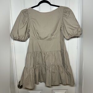 LPA Elegant Beige Puff‎ Sleeve Dress Size Medium
